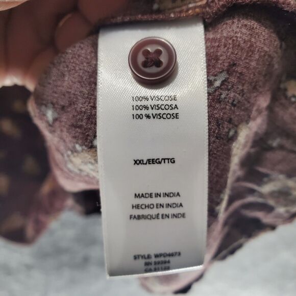 XXL Beachlunchlounge Paisley Alessi Babydoll Dress Tiered Knee Length Maroon - Picture 5 of 11